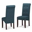 Cosmopolitan Tufted Parson Chair (Set of 2) in Denim Blue Linen Look Fabric