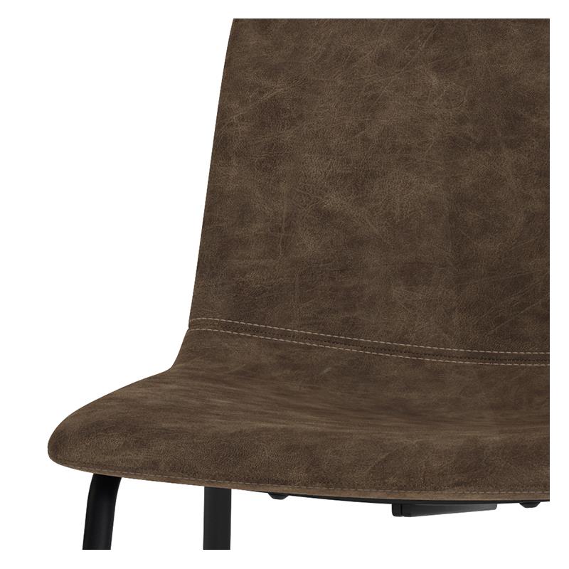 Warner Mid Century Dining Chair (Set of 2) in Distressed Brown Faux Leather