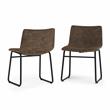 Warner Mid Century Dining Chair (Set of 2) in Distressed Brown Faux Leather