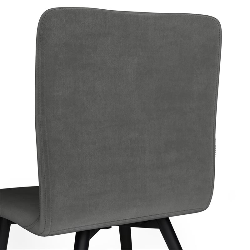 Baylor Mid Century Modern Dining Chair (Set of 2) in Dark Gray Velvet Fabric