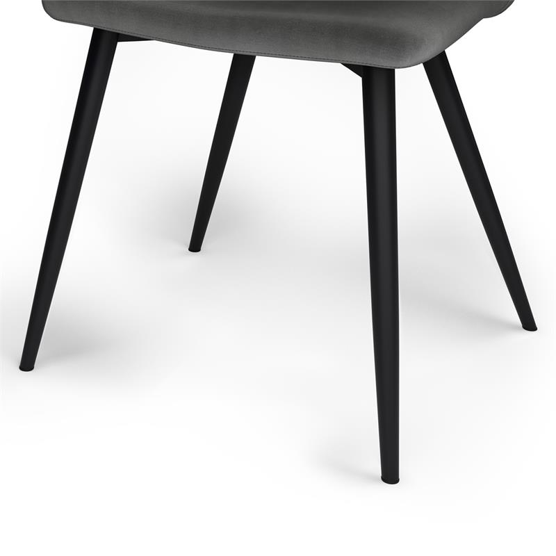 Baylor Mid Century Modern Dining Chair (Set of 2) in Dark Gray Velvet Fabric