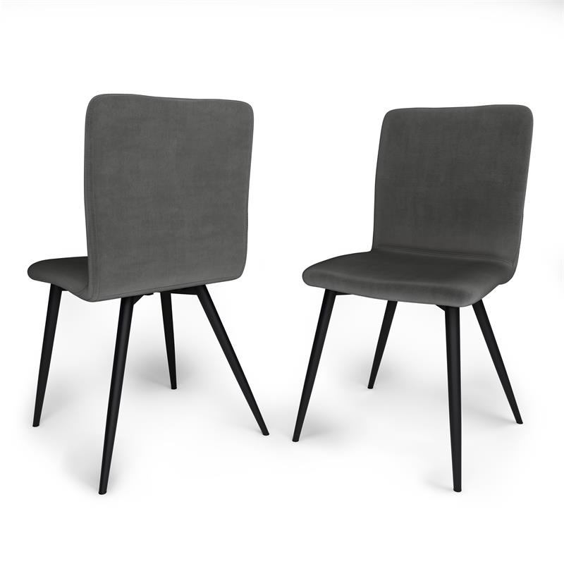 Baylor Mid Century Modern Dining Chair (Set of 2) in Dark Gray Velvet Fabric