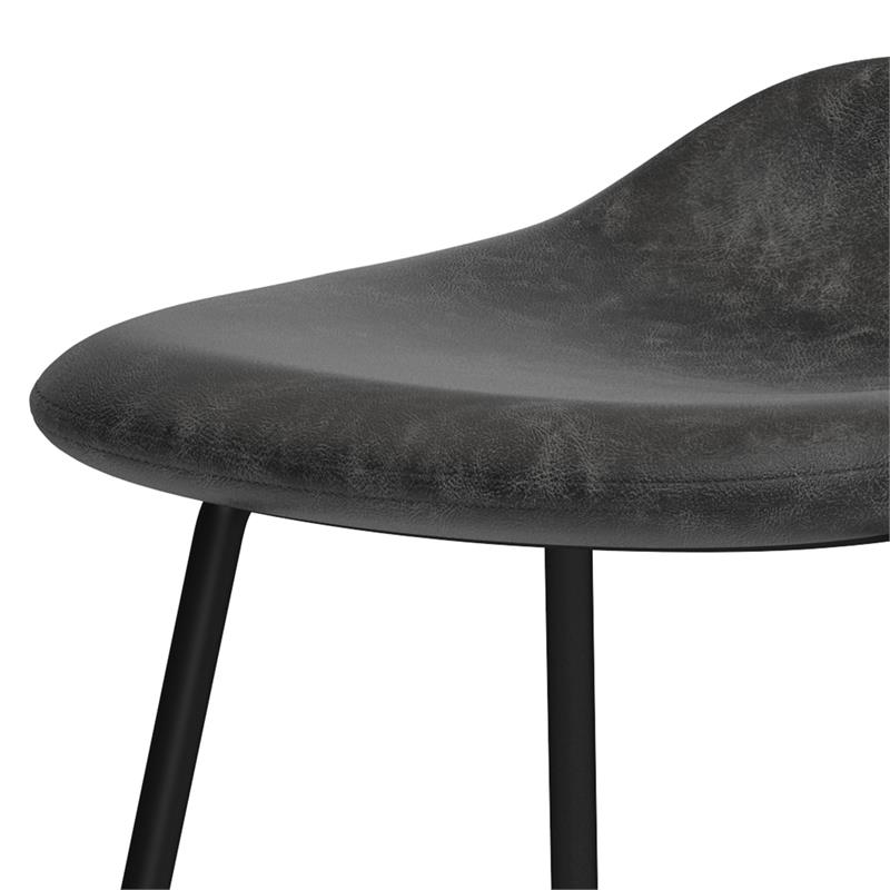 Dafney Contemporary Bar Stool (Set of 2)in Distressed Charcoal Gray Faux Leather