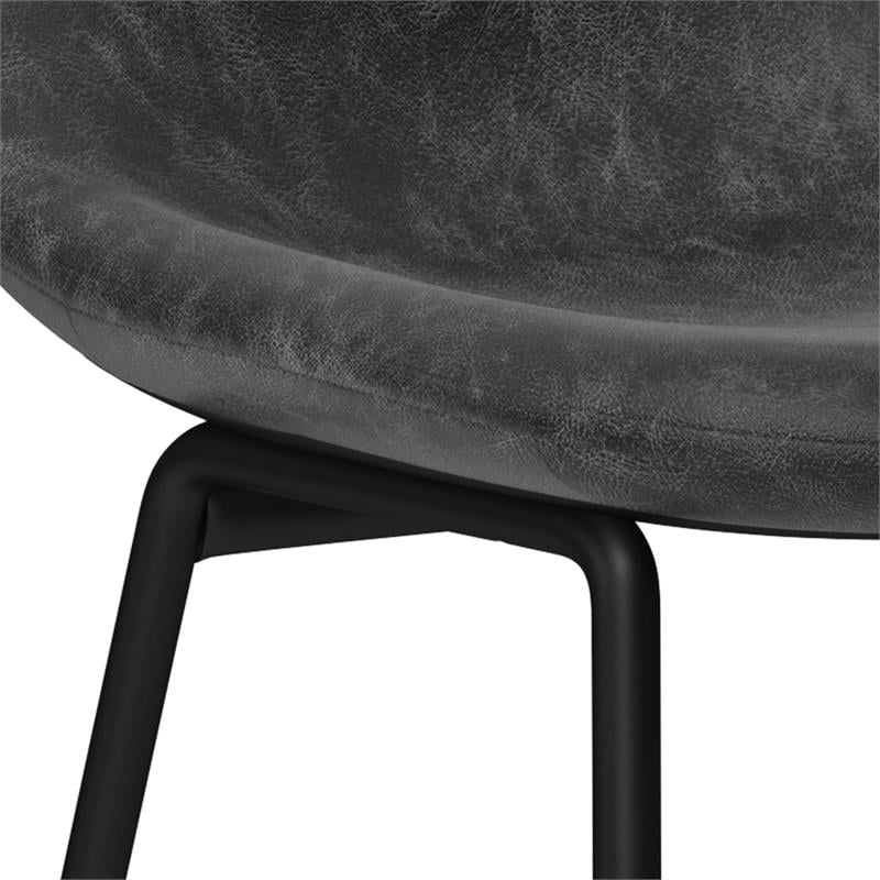 Dafney Contemporary Bar Stool (Set of 2)in Distressed Charcoal Gray Faux Leather