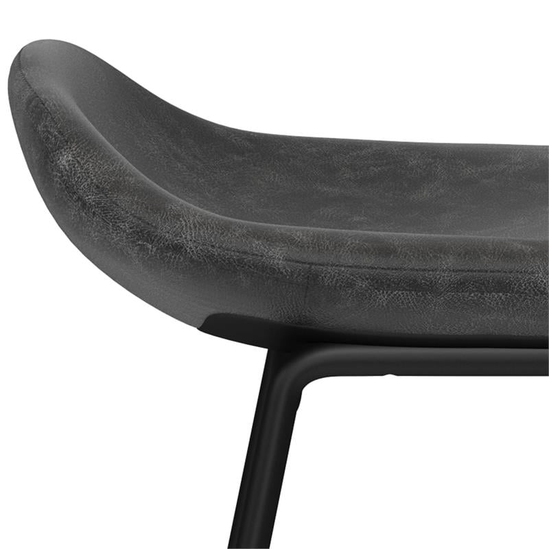 Dafney Contemporary Bar Stool (Set of 2)in Distressed Charcoal Gray Faux Leather