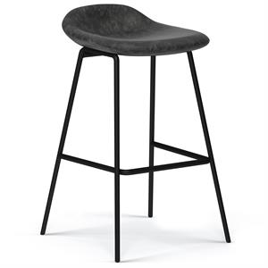 Dafney Contemporary Bar Stool (Set of 2)in Distressed Charcoal Gray Faux Leather