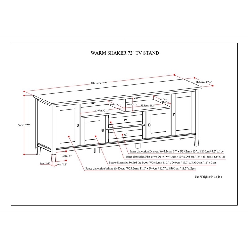 Warm Shaker SOLID WOOD 72