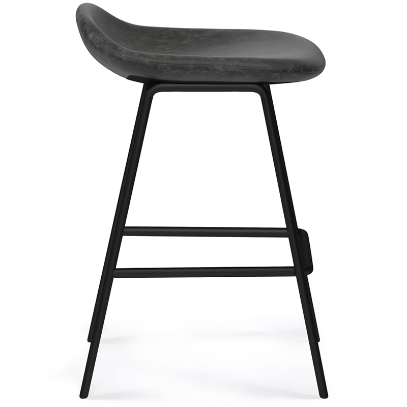 Dafney Contemporary Counter Height Stool (Set of 2) in Distressed Charcoal Gray