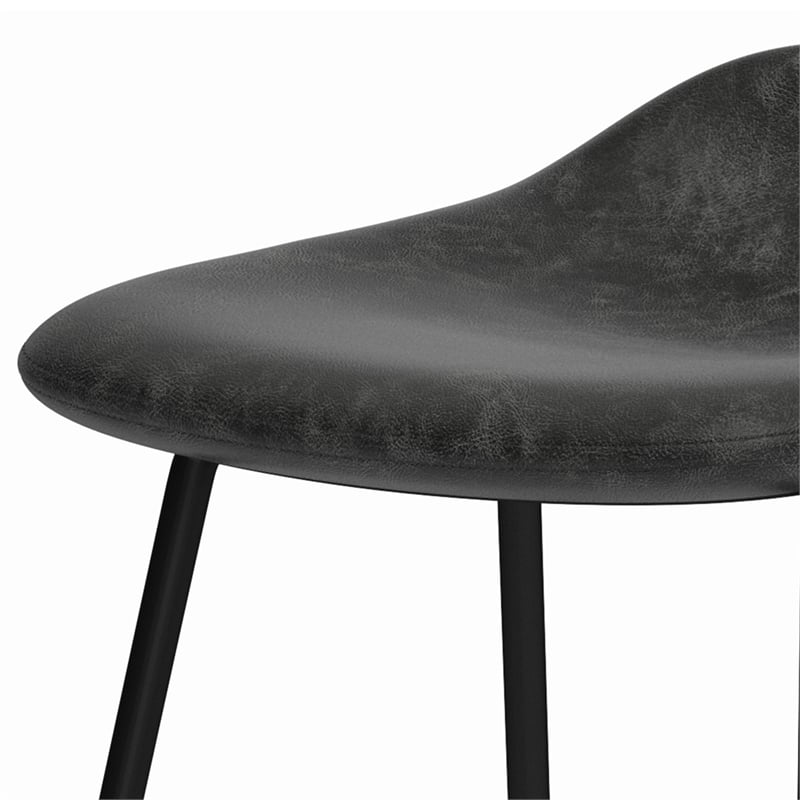 Dafney Contemporary Counter Height Stool (Set of 2) in Distressed Charcoal Gray