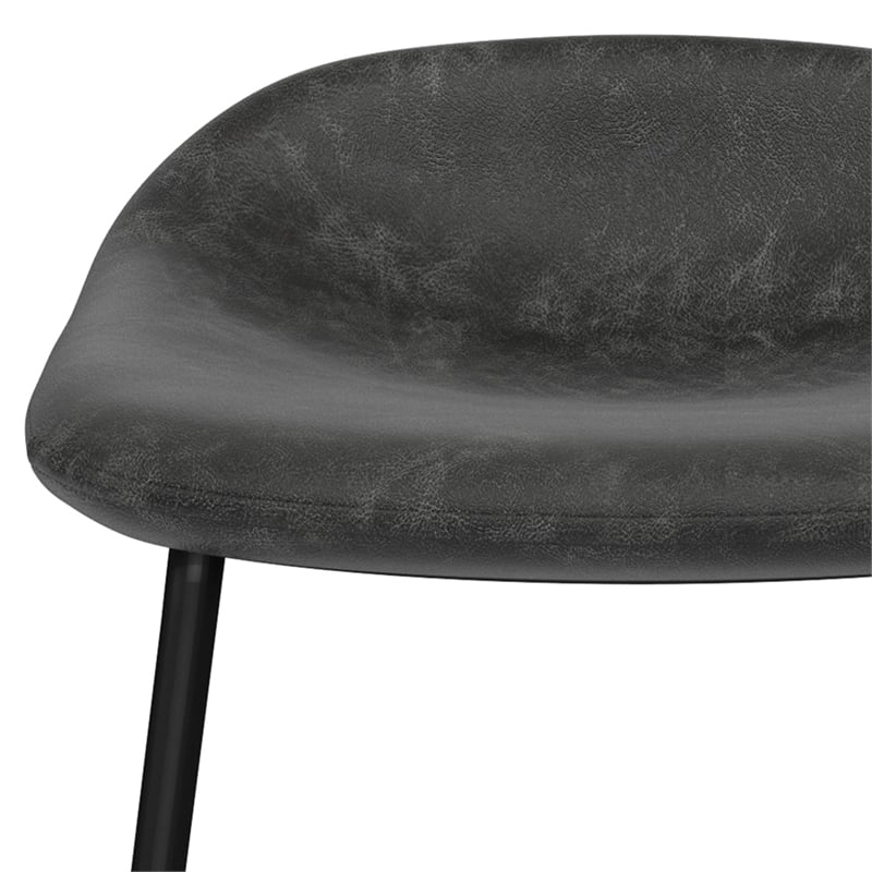 Dafney Contemporary Counter Height Stool (Set of 2) in Distressed Charcoal Gray