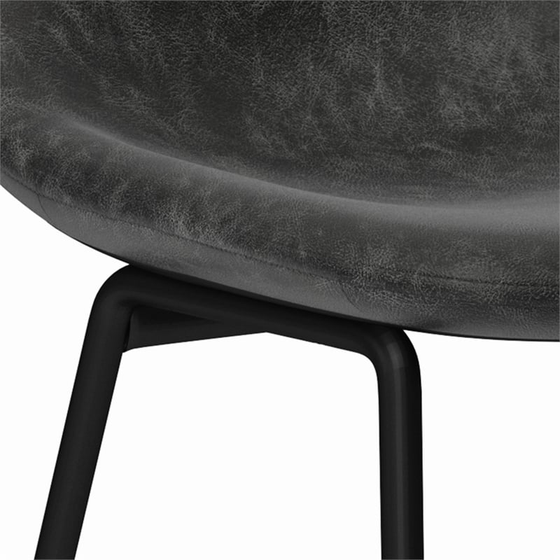 Dafney Contemporary Counter Height Stool (Set of 2) in Distressed Charcoal Gray