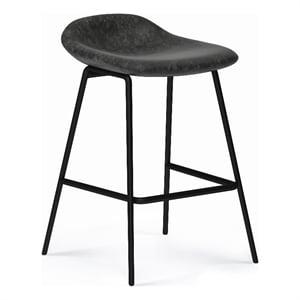 Dafney Contemporary Counter Height Stool (Set of 2) in Distressed Charcoal Gray