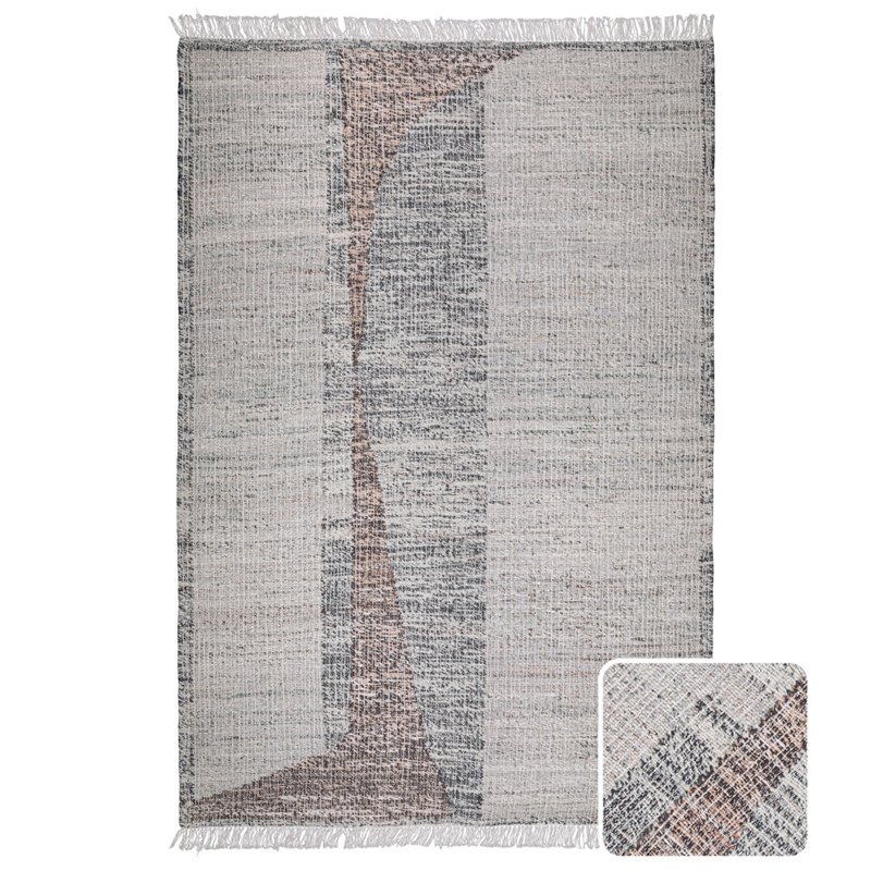 Lester 6 x 9 Area Rug Contemporary in Natural and Silver