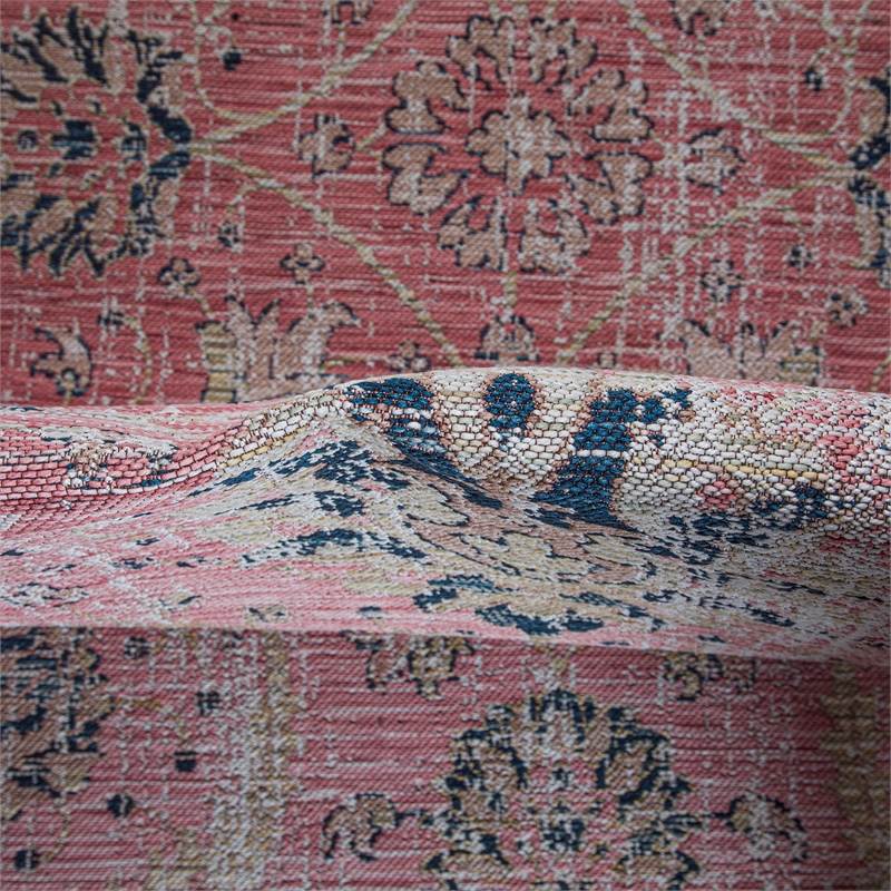 Coleman 6 x 9 Area Rug Contemporary in Pink and Blue