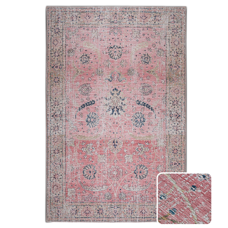 Coleman 6 x 9 Area Rug Contemporary in Pink and Blue