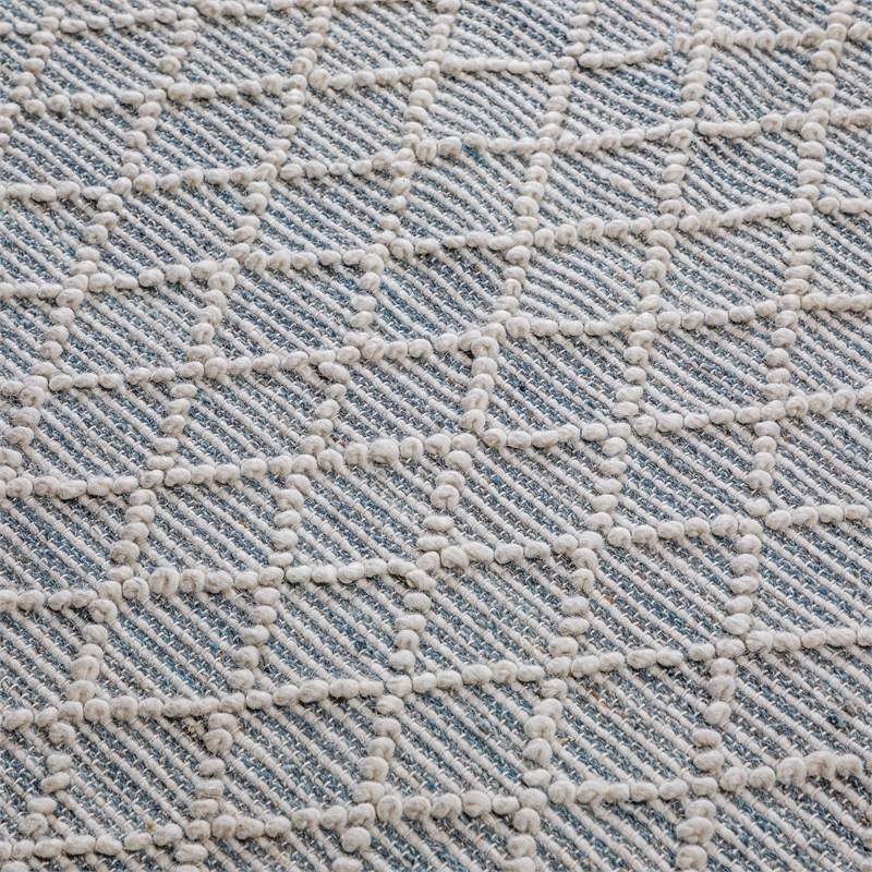 Ogden 6 x 9 Area Rug Contemporary in Ivory and Teal