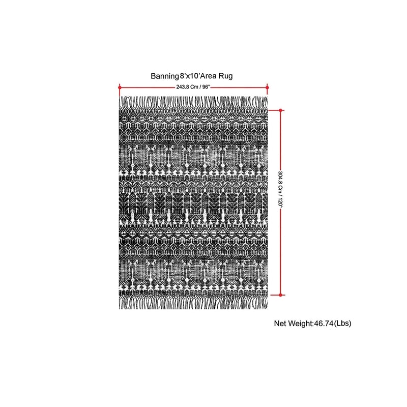 Banning 8 x 10 Area Rug Contemporary in Gray and Ivory