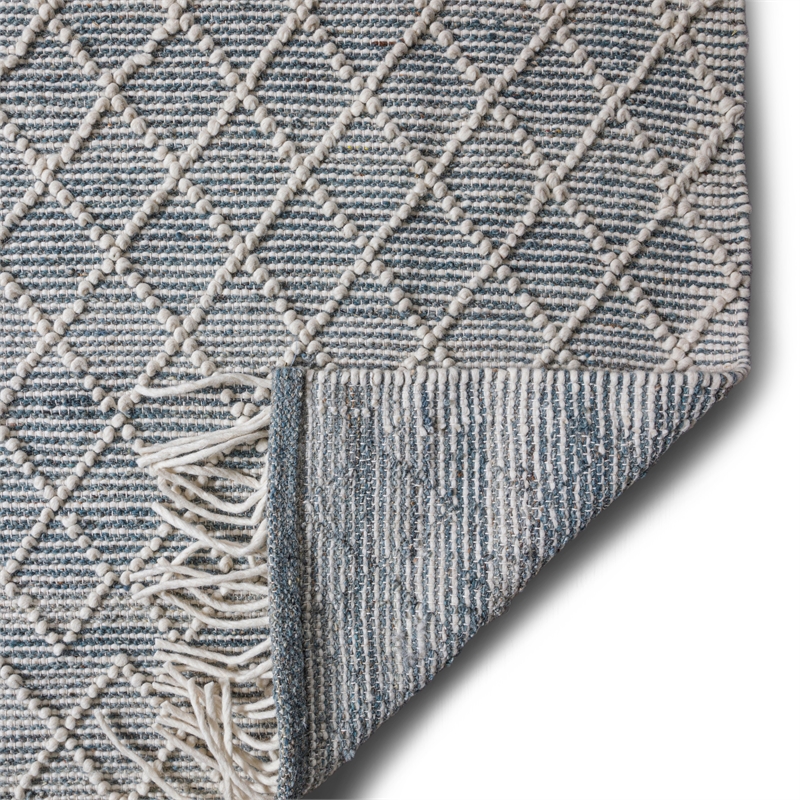 Ogden 8 x 10 Area Rug Contemporary in Ivory and Teal