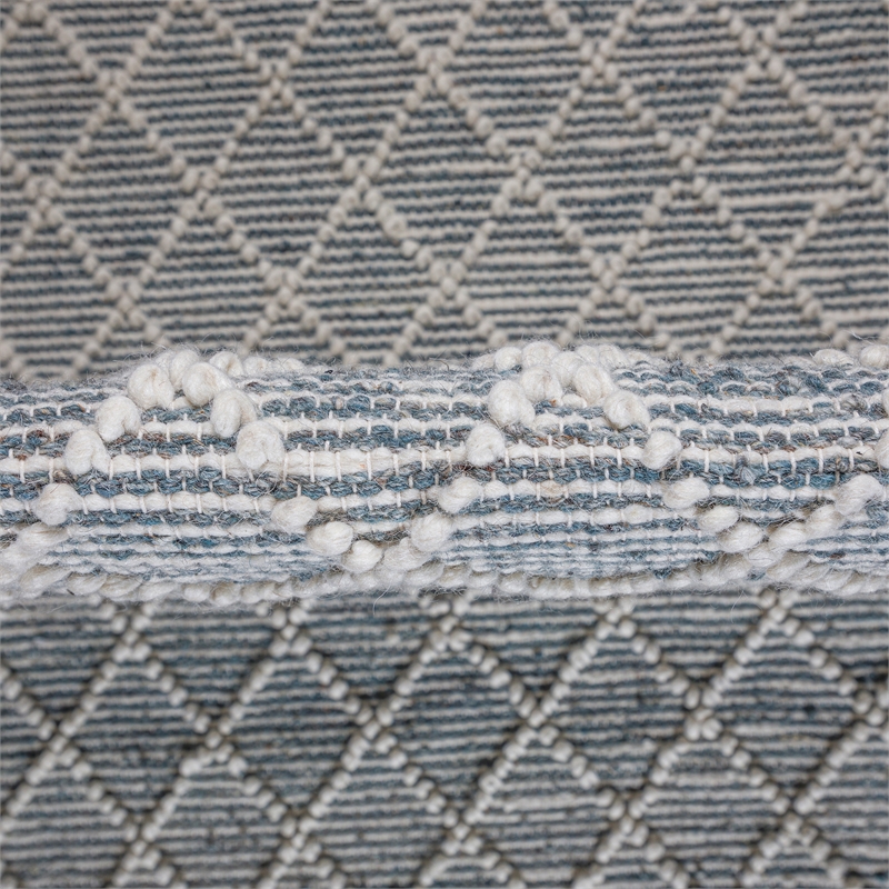 Ogden 8 x 10 Area Rug Contemporary in Ivory and Teal