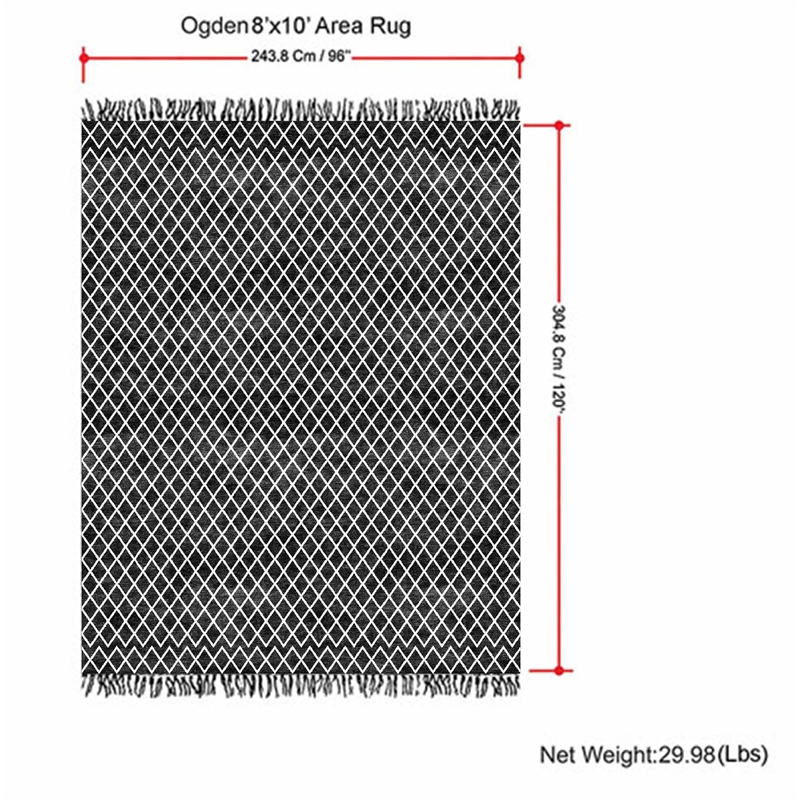 Ogden 8 x 10 Area Rug Contemporary in Ivory and Teal