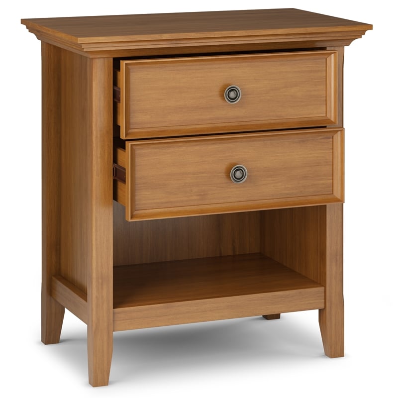 Amherst 24 inch Wide Solid Wood Transitional Bedside Table in Light Golden Brown