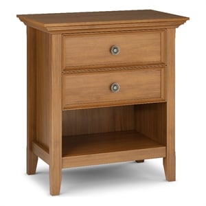 Amherst SOLID WOOD 24&quot Wide Bedside Nightstand Table in Light Golden Brown