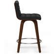 Roland Mid Century Modern Counter Height Stool in Black Faux Leather