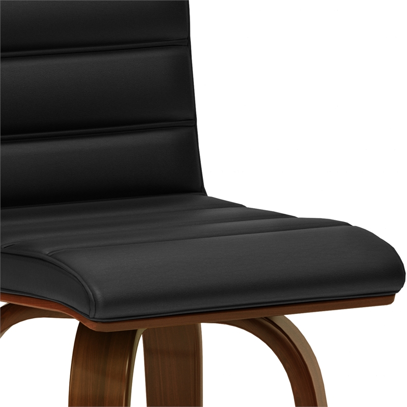 Roland Mid Century Modern Counter Height Stool in Black Faux Leather