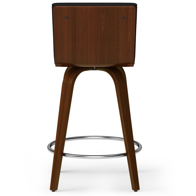 Roland Mid Century Modern Counter Height Stool in Black Faux Leather