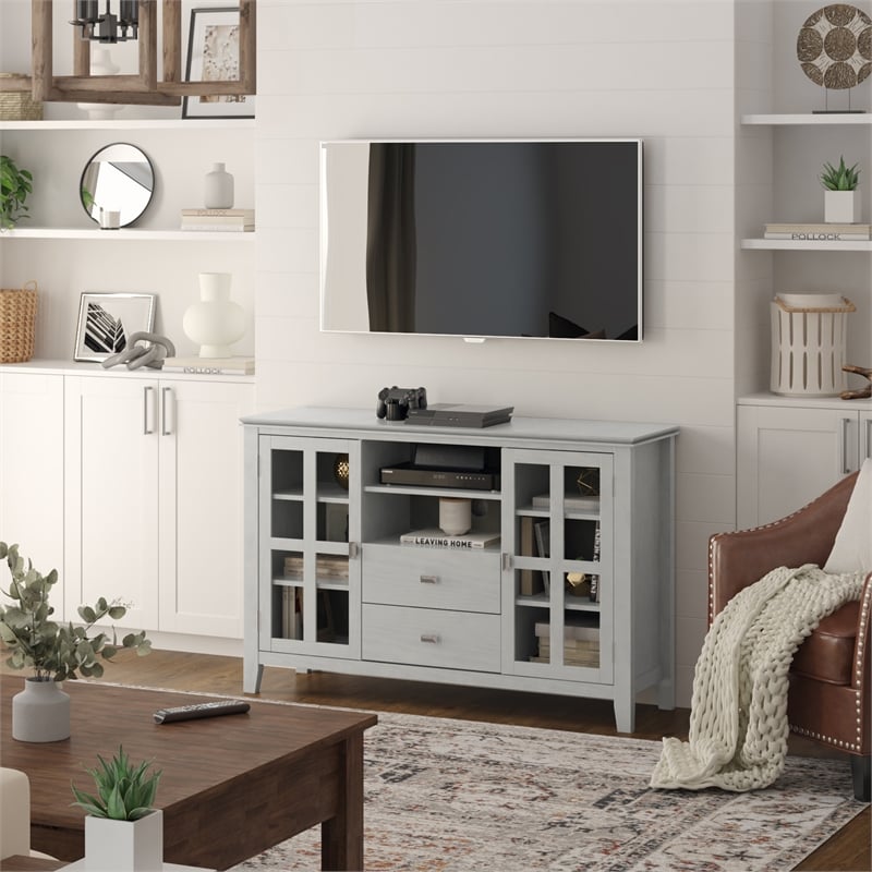 Artisan SOLID WOOD 53 inch Wide Contemporary TV Media Stand in Fog Gray