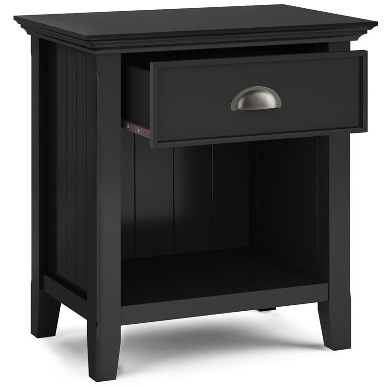 Acadian SOLID WOOD 24 inch Wide  Bedside Nightstand Table in Black