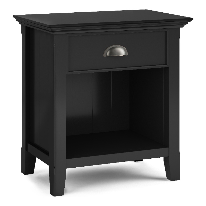 Acadian SOLID WOOD 24 inch Wide  Bedside Nightstand Table in Black