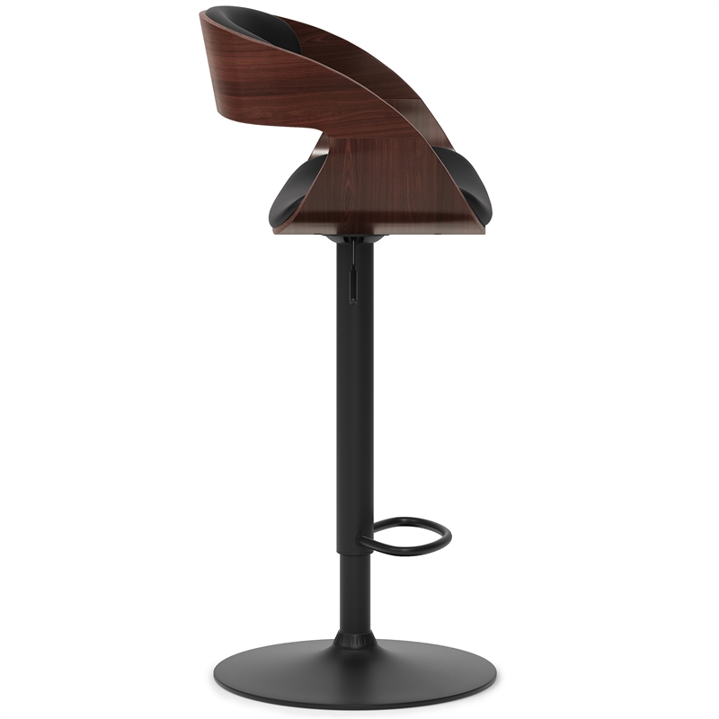 Archer Bentwood Adjustable Swivel Bar Stool Vegan Faux Leather