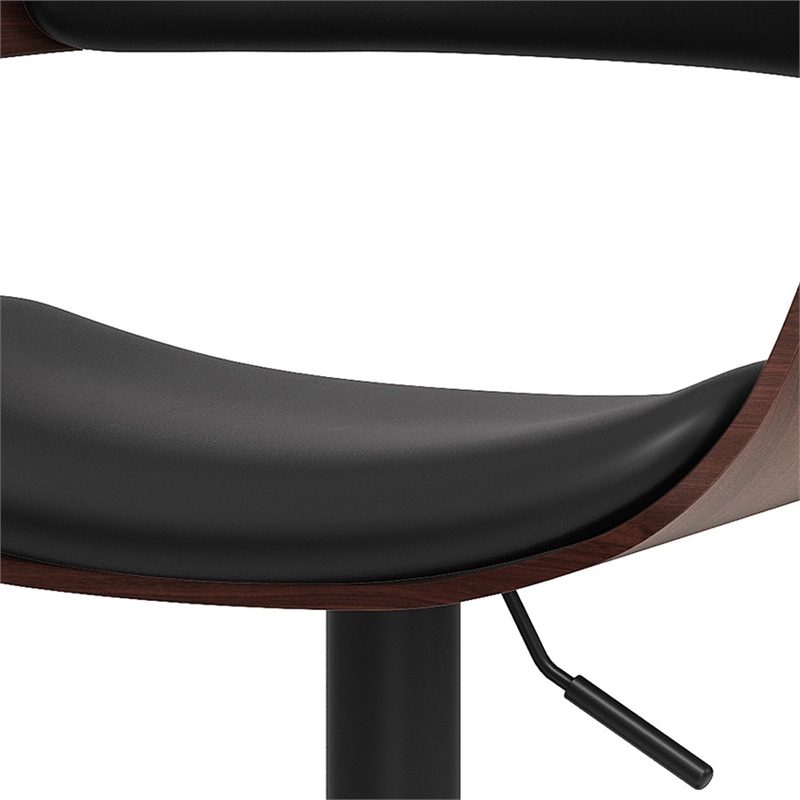 Archer Bentwood Adjustable Swivel Bar Stool Vegan Faux Leather