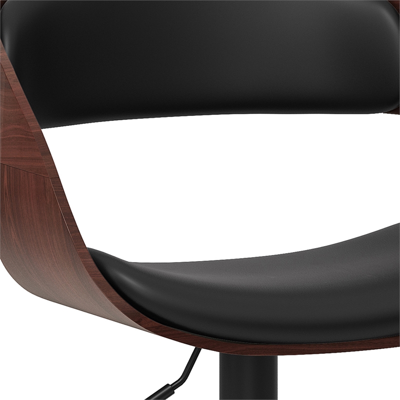 Archer Bentwood Adjustable Swivel Bar Stool Vegan Faux Leather