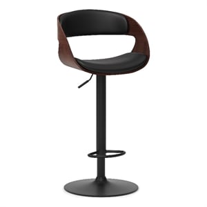 Archer Bentwood Adjustable Swivel Bar Stool Vegan Faux Leather