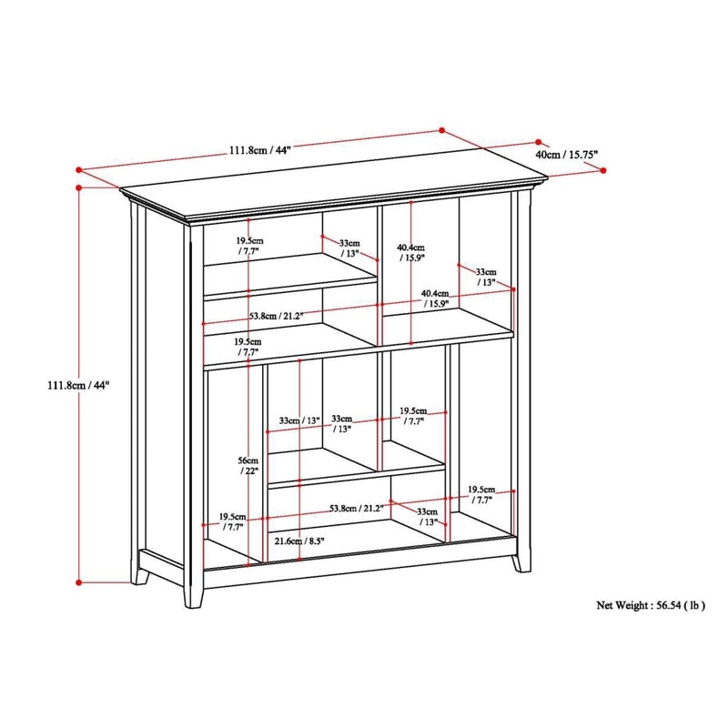 Amherst SOLID WOOD 44x44 inch Transitional Bookcase and Storage Unit in Black