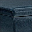 Simpli Home Owen Faux Leather Coffee Table with Storage in Distressed Dark Blue