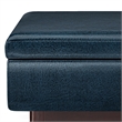 Simpli Home Owen Faux Leather Coffee Table with Storage in Distressed Dark Blue