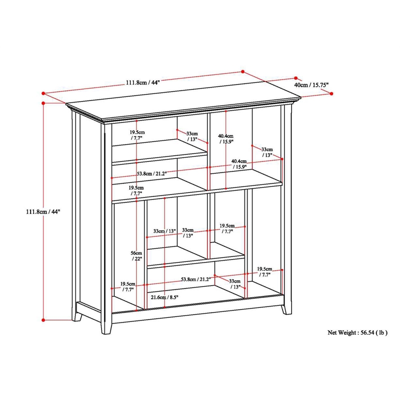 Amherst SOLID WOOD 44x44 inch Transitional Bookcase and Storage Unit in White
