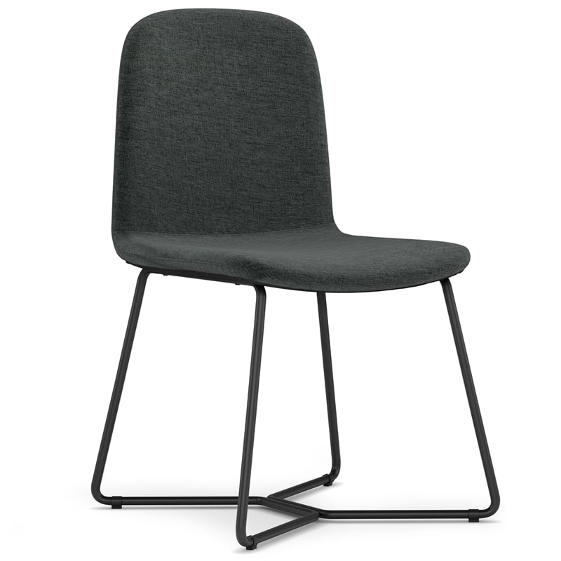 Wilcox Contemporary Dining Chair (Set of 2) in Charcoal Gray Woven Fabric