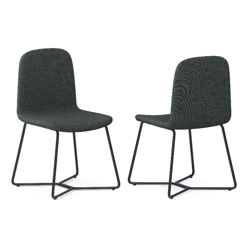 Wilcox Contemporary Dining Chair (Set of 2) in Charcoal Gray Woven Fabric