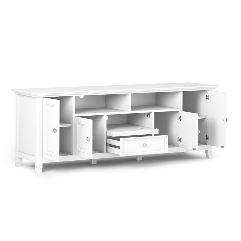 Amherst 72 inch Wide Solid Wood Transitional TV Stand in White