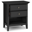 Amherst 24 inch Wide Solid Wood Transitional Bedside Table in Black