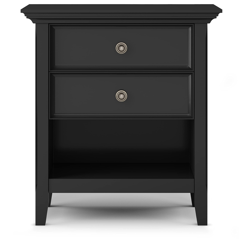 Amherst 24 inch Wide Solid Wood Transitional Bedside Table in Black