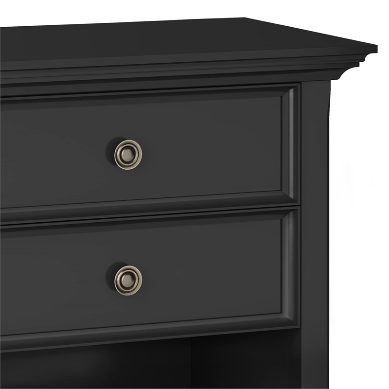 Amherst 24 inch Wide Solid Wood Transitional Bedside Table in Black