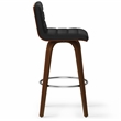 Roland Modern Swivel  Bar Stool in Black Vegan Faux Leather