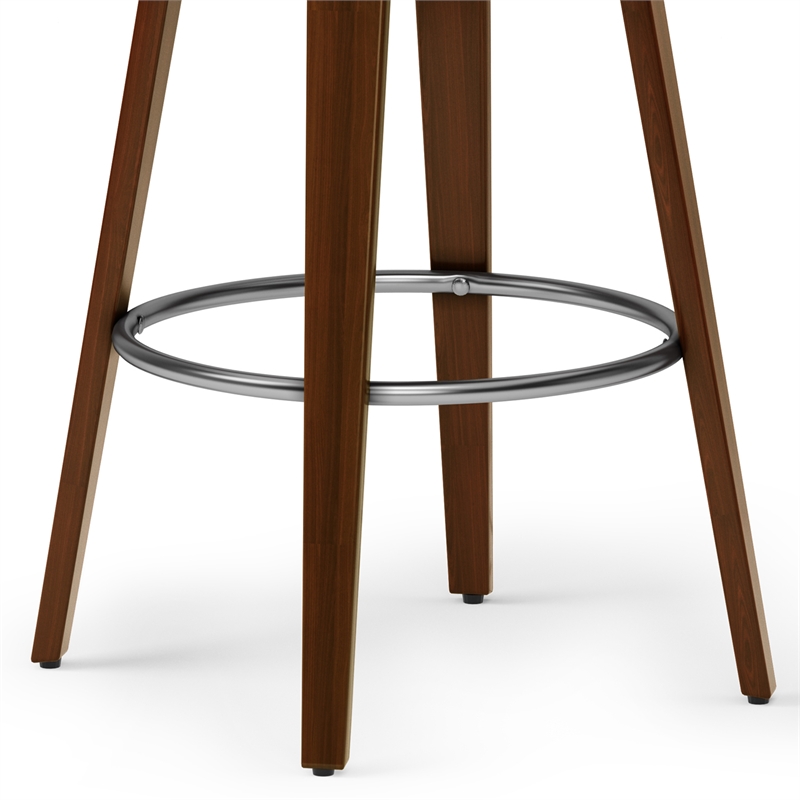 Roland Modern Swivel  Bar Stool in Black Vegan Faux Leather