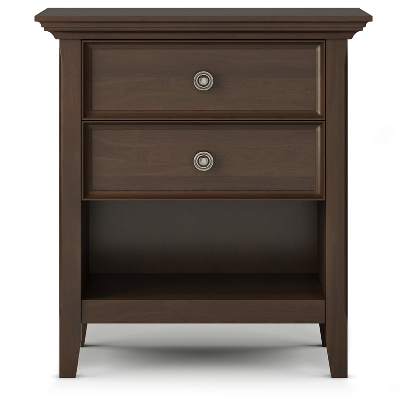 Amherst 24 inch Wide Solid Wood Transitional Bedside Table in Natural Aged Brown