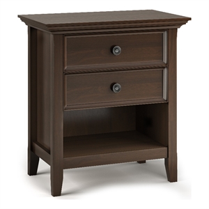 Amherst WOOD 24&quot Wide Traditional Bedside Nightstand Table in Natural Aged Brown